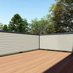 Tang 3' X 162' Beige White Stripe Balcony Privacy Screen Fence 200Gsm Deck Fence Outdoor Privacy Cover Weather Resistant For Pat