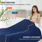 Homemate Heated Blanket Electric Throw - 50''X60'' Heating Blanket Throw 1/2/4/6/8 Hours Auto-Off 10 Heat Levels Heat Blanket Ov
