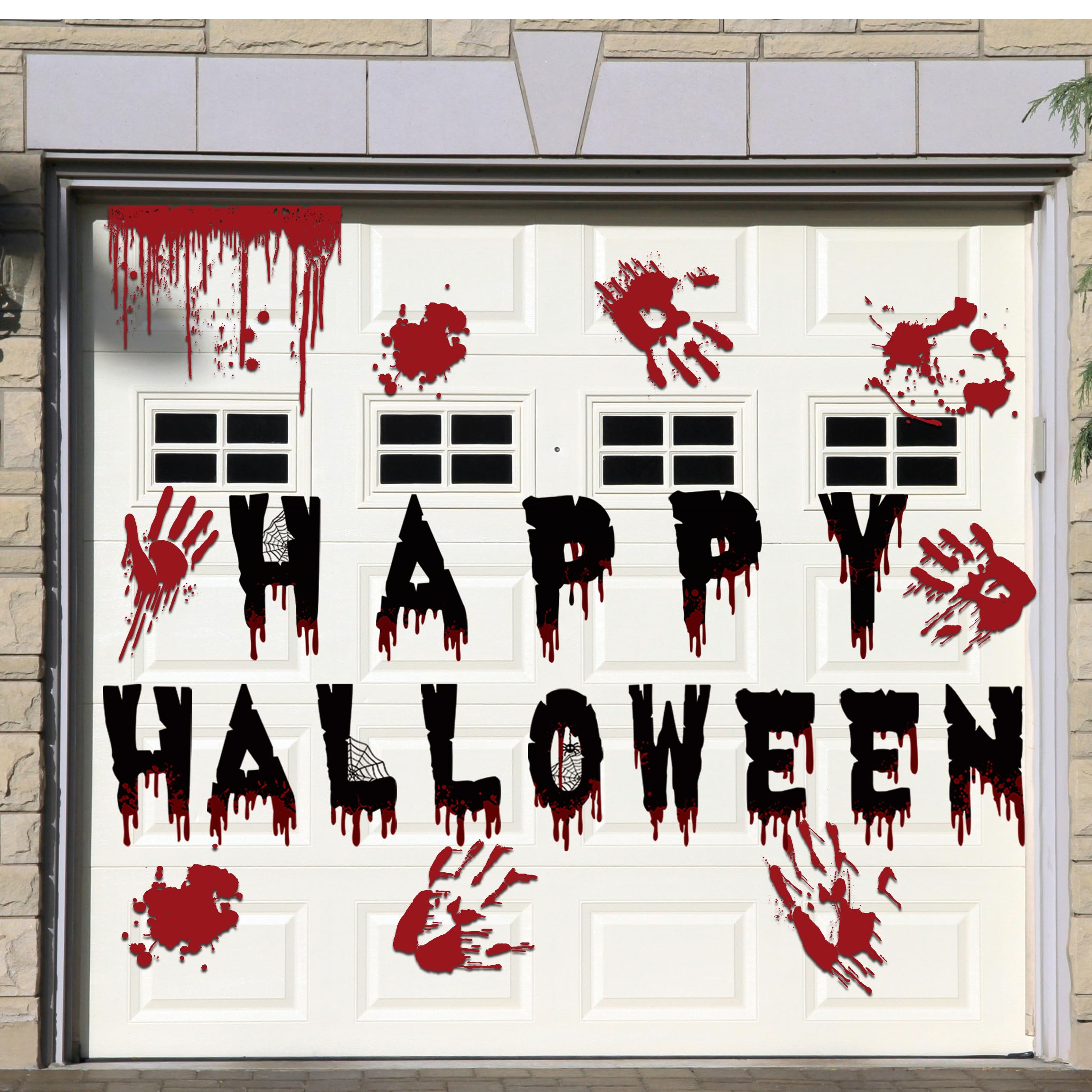 Ceenna 22 Pcs Halloween Garage Door Decoration Magnets Set With Bloody Background Footprints Handprints Spooky Horror Birthday D