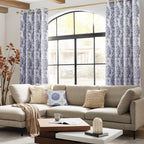 Living Room Curtains 63 Inch Length 2 Panels With Ikat Ogee Design Window Treatments Grommet 50% Heat Blocking Coastal Unique Moroccan Pretty Blackout Curtains For Bedroom Navy Blue And Gray White