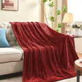 Inhand Red Fleece Twin Blanket, Super Soft Flannel Cozy Blankets For Adults, Lightweight Leaves Pattern Fuzzy Blanket For Couch