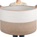 OIASKET XXL Large Blanket Basket with Handles, 105L Woven Storage Basket for Living Room, Cotton Rope Baby Toy Storage for Cloth