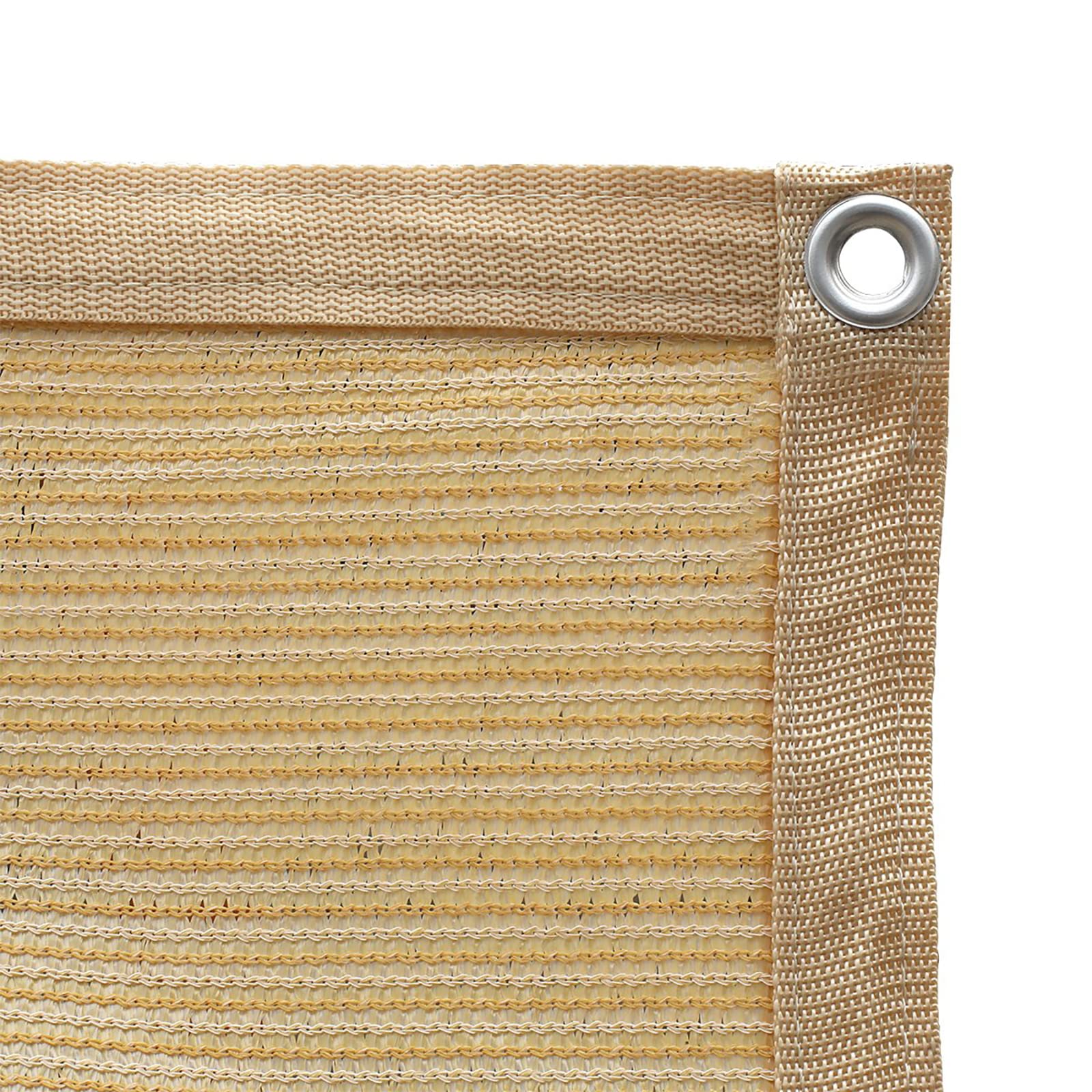 Shatex 90% Shade Fabric 12X 16Ft Sun Shade Cloth Taped Edge With Grommets Sun-Block Mesh Shade For Pergola Cover Canopy Wheat, 1