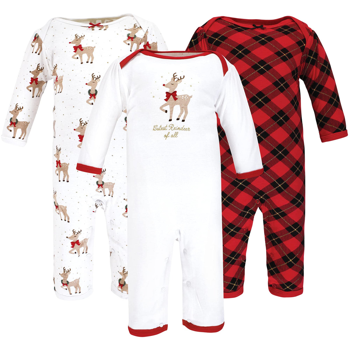Hudson Baby Unisex Baby Cotton Coveralls Fancy Rudolph, 0-3 Months