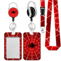 Spider On Spider Web Badge Holder with Lanyard, Funny Badge Reel Retractable Heavy Duty with 360 Swivel Carabiner Clip, ID Badge