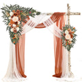 WEDFLOR Wedding Arch Flowers with Drapes Kit (Pack of 4) - 2pcs Artificial Terracotta Deluxe Swag with 2pcs Sheer Drapes for Wed