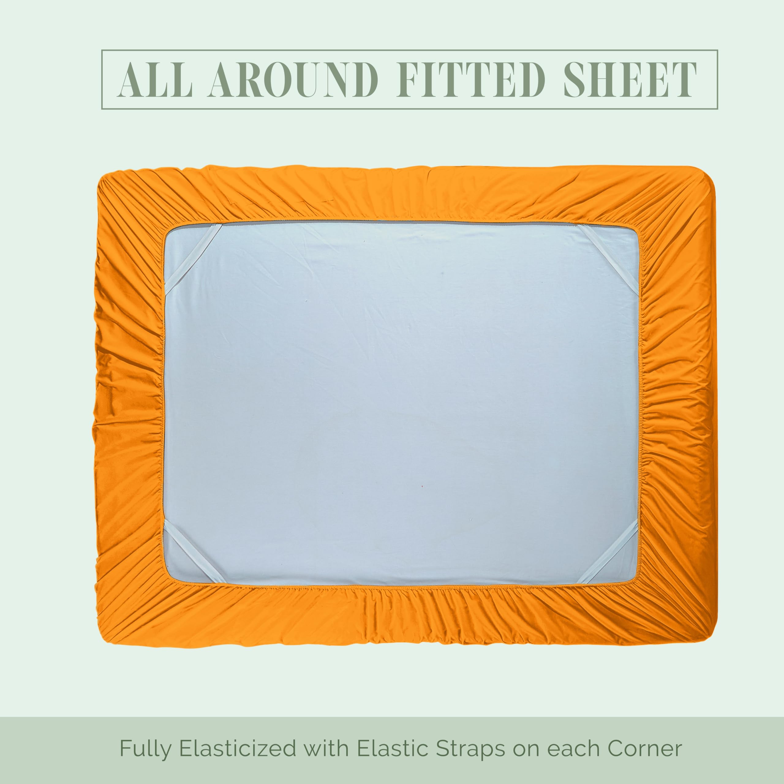 Elegant Comfort 1500 Premium Hotel Quality 18-24 Inches Deep - Extra Deep Pocket Single Fitted Sheet For High Mattress, Luxury And Softest, Smart Pocket - Wrinkle Free, Queen, Orange