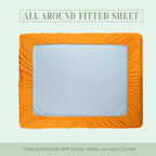 Elegant Comfort 1500 Premium Hotel Quality 18-24 Inches Deep - Extra Deep Pocket Single Fitted Sheet For High Mattress, Luxury And Softest, Smart Pocket - Wrinkle Free, Queen, Orange