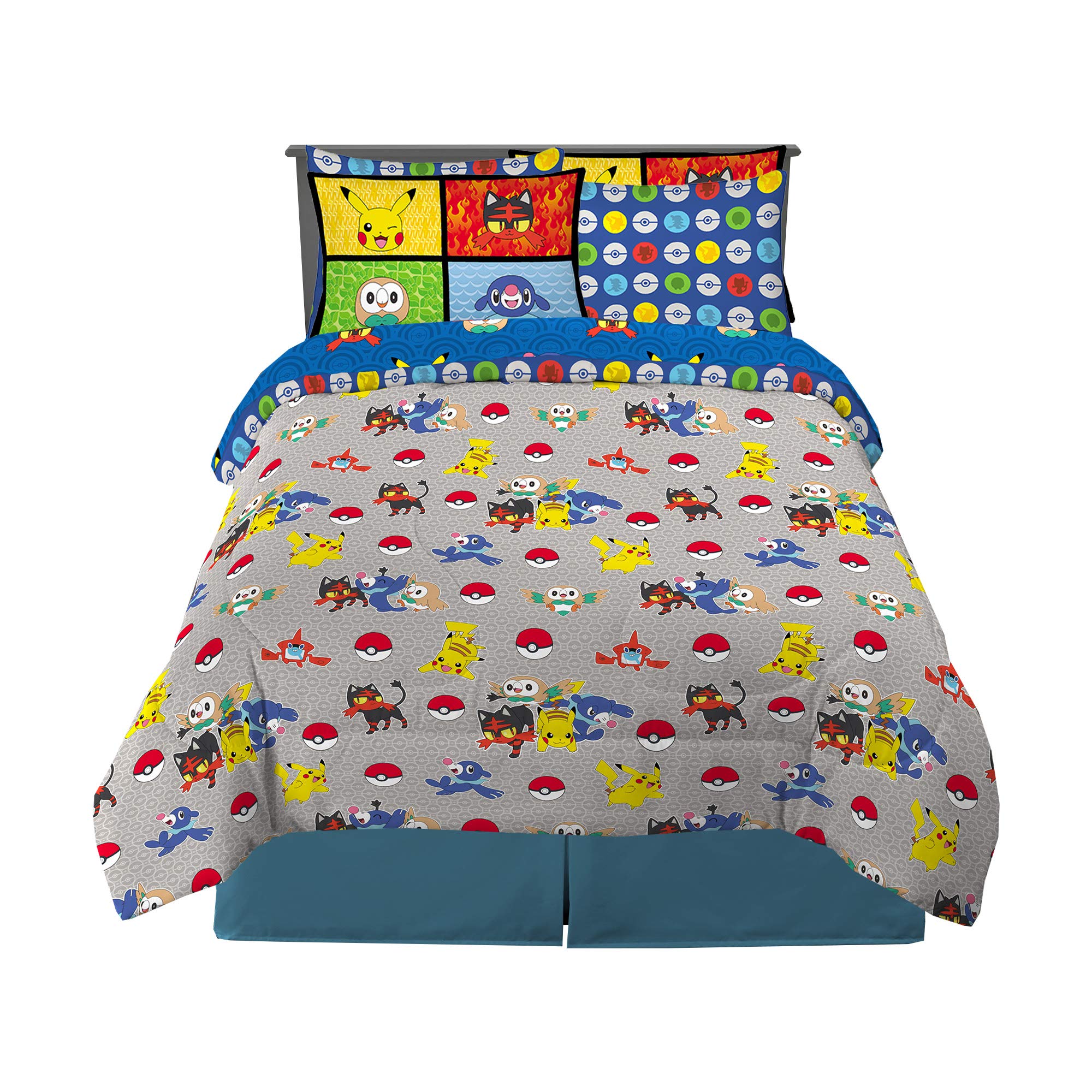 Franco Pokemon Anime Kids Comforter And Sheet Set With Sham, 7 Piece Full Size