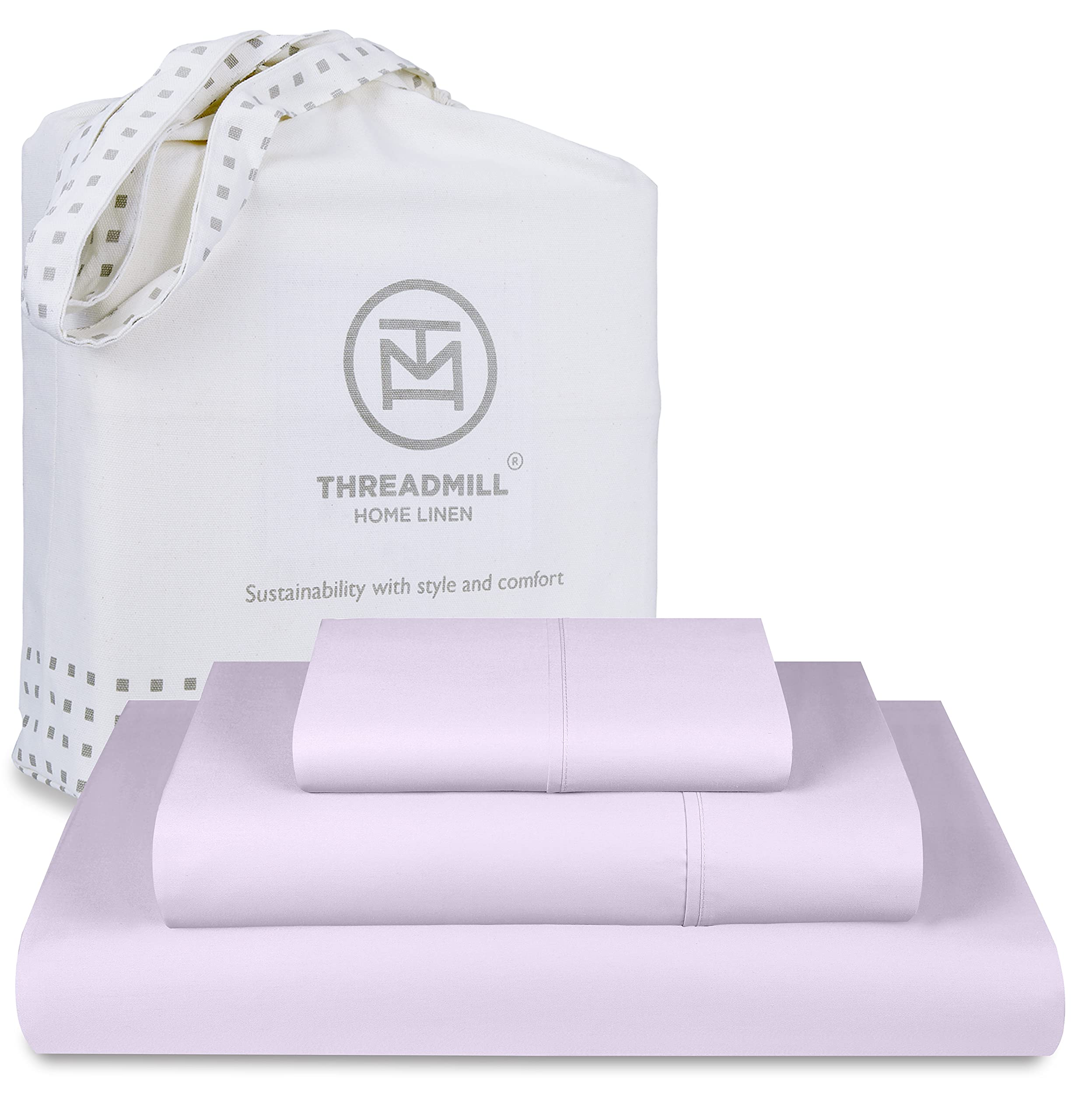 Threadmill Cotton Twin XL Sheets Set, Soft 100% Cotton, Cooling Bed Sheets with Deep Pocket Snug Fit Elastic, 500 Thread Count, 