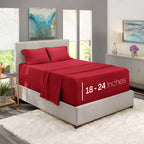 Nestl Extra Deep Pocket Sheets - Fits Mattress 18-24 Inches Deep, Extra Deep Pocket Full Size Sheets Sets, 4 Piece Full Size Sheets, Full Sheets Deep Pocket, Burgundy Red Sheets
