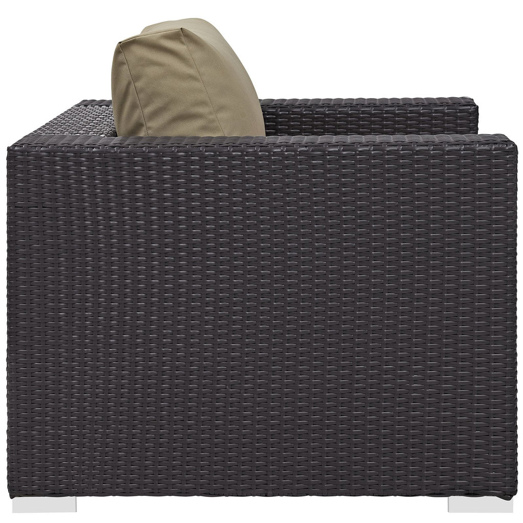 Modway Convene Wicker Rattan Outdoor Patio Arm Chair with Cushions in Espresso Mocha