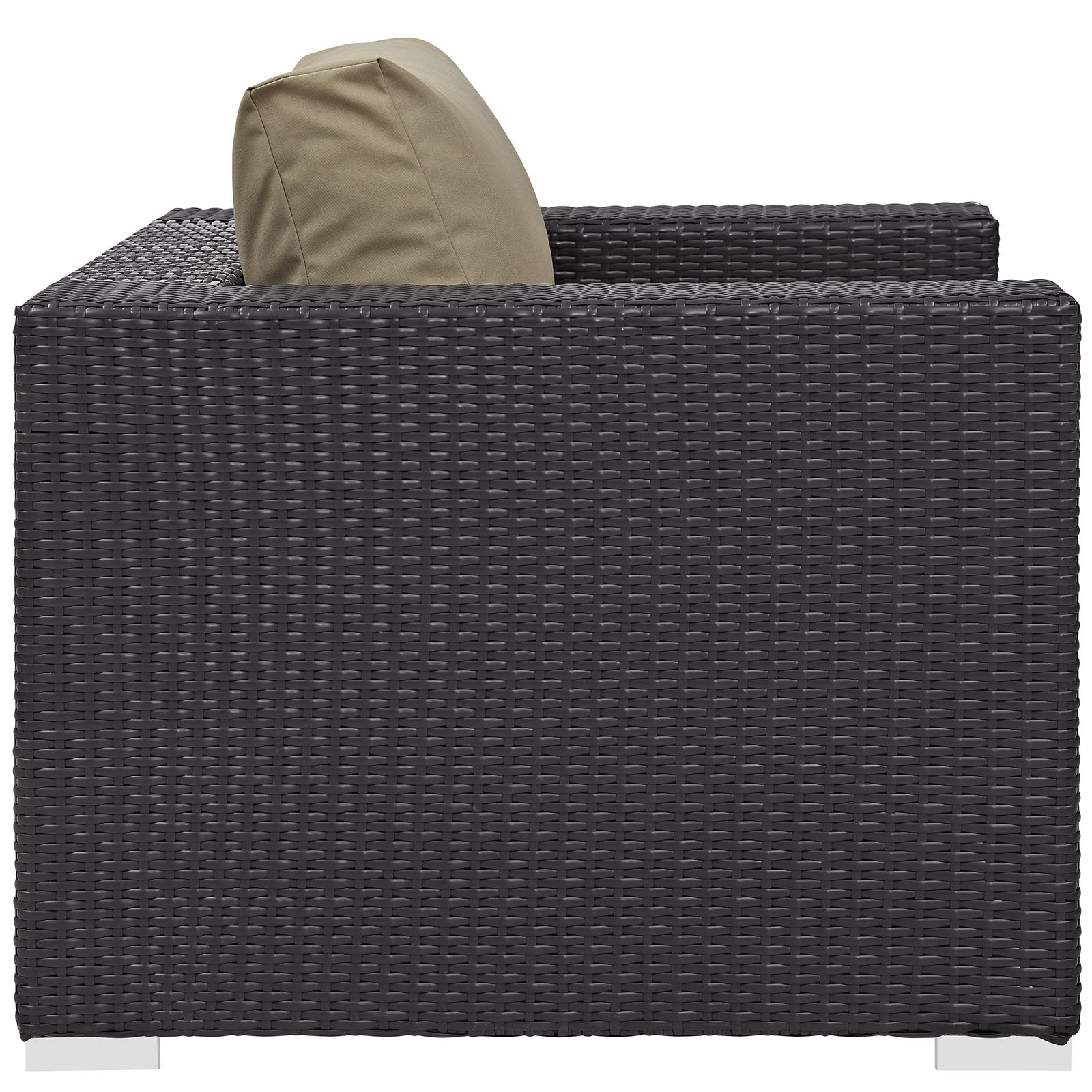 Modway Convene Wicker Rattan Outdoor Patio Arm Chair with Cushions in Espresso Mocha