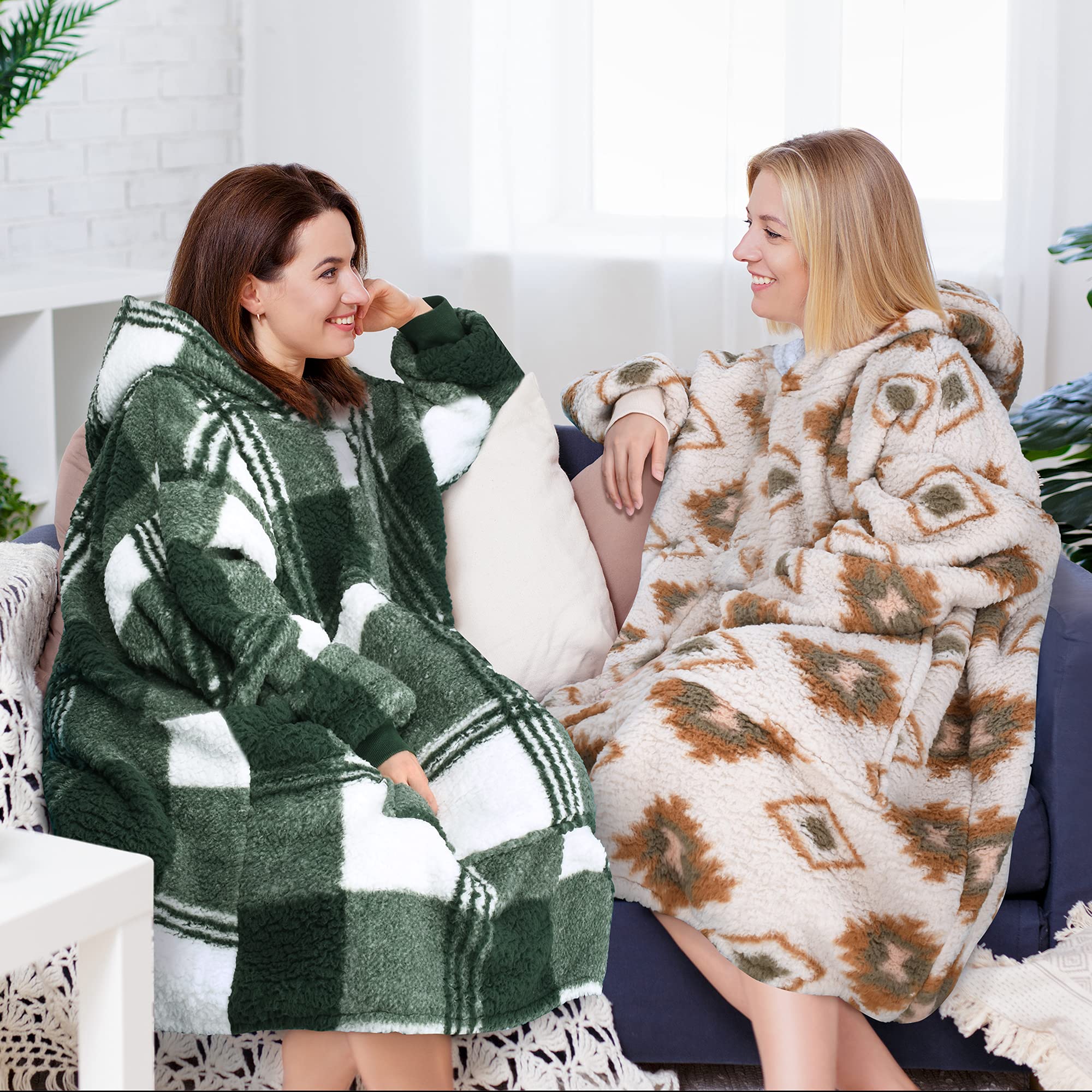 Tirrinia Navajo Oversized Hoodie Blanket Sweatshirt Comfortable Sherpa Giant Wearable Blankets Gift For Adults Men Women Teenage