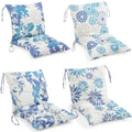 Barydat 4 Pcs Outdoor Patio Chair Cushions With Back, 21.7 X 43.3 Inch Decorative Dining Back Cushions With Tie Buffalo Plaid In