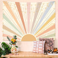 Kanuyee Boho Sun Tapestry Wall Hanging, Retro 70s Abstract Striped Aesthetic Sunrise Vintage Tapestries for Bedroom Living Room 