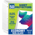 Samsill 50 Pack Sheet Protectors, 8.5X11 Inch Page Protectors For 3 Ring Binder, Standard Weight, Non-Glare Protector, Letter Si