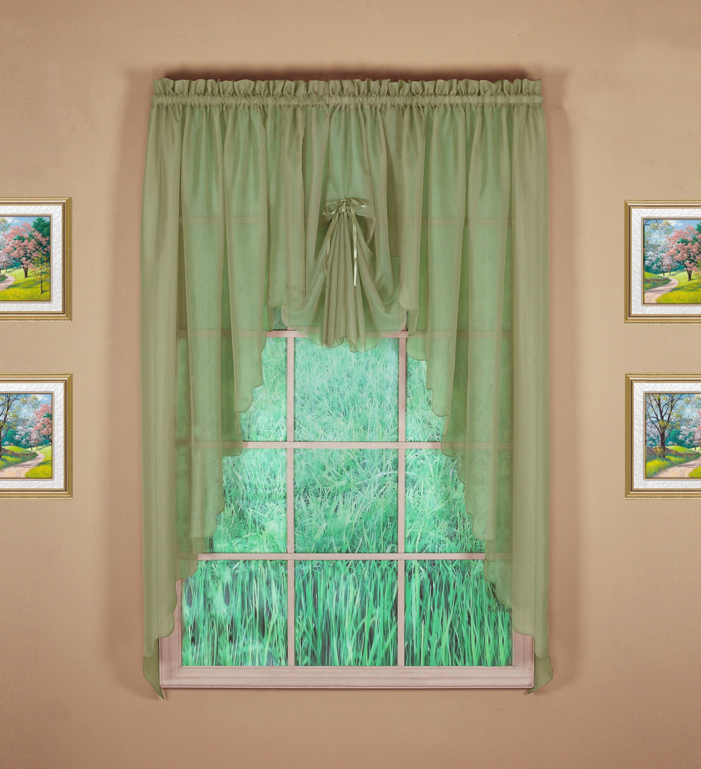 Today'S Curtain Emelia Original Voile Swagger Pair 63', Dusty Leaf, 90' W X 63' L