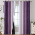 Estelar Textiler Purple And Greyish White Ombre Blackout Curtains 84 Inches Long, Full Room Darkening Grommet Curtains For Bedro