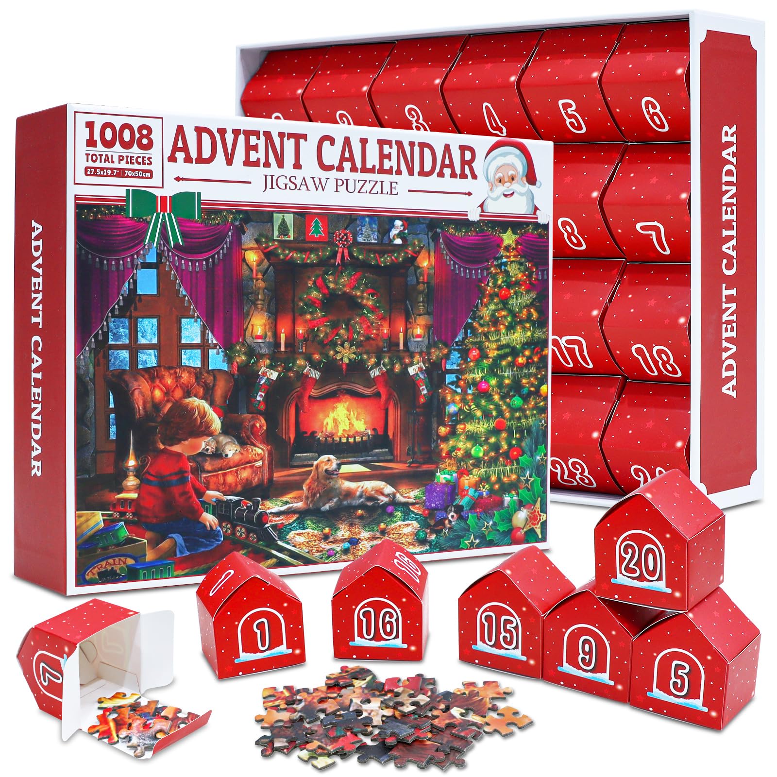 Advent Calendar 2023 Christmas Jigsaw Puzzles-Christmas Surprise Countdown Calendars for Adult and Kids,24 Parts 1008 Pieces Hol