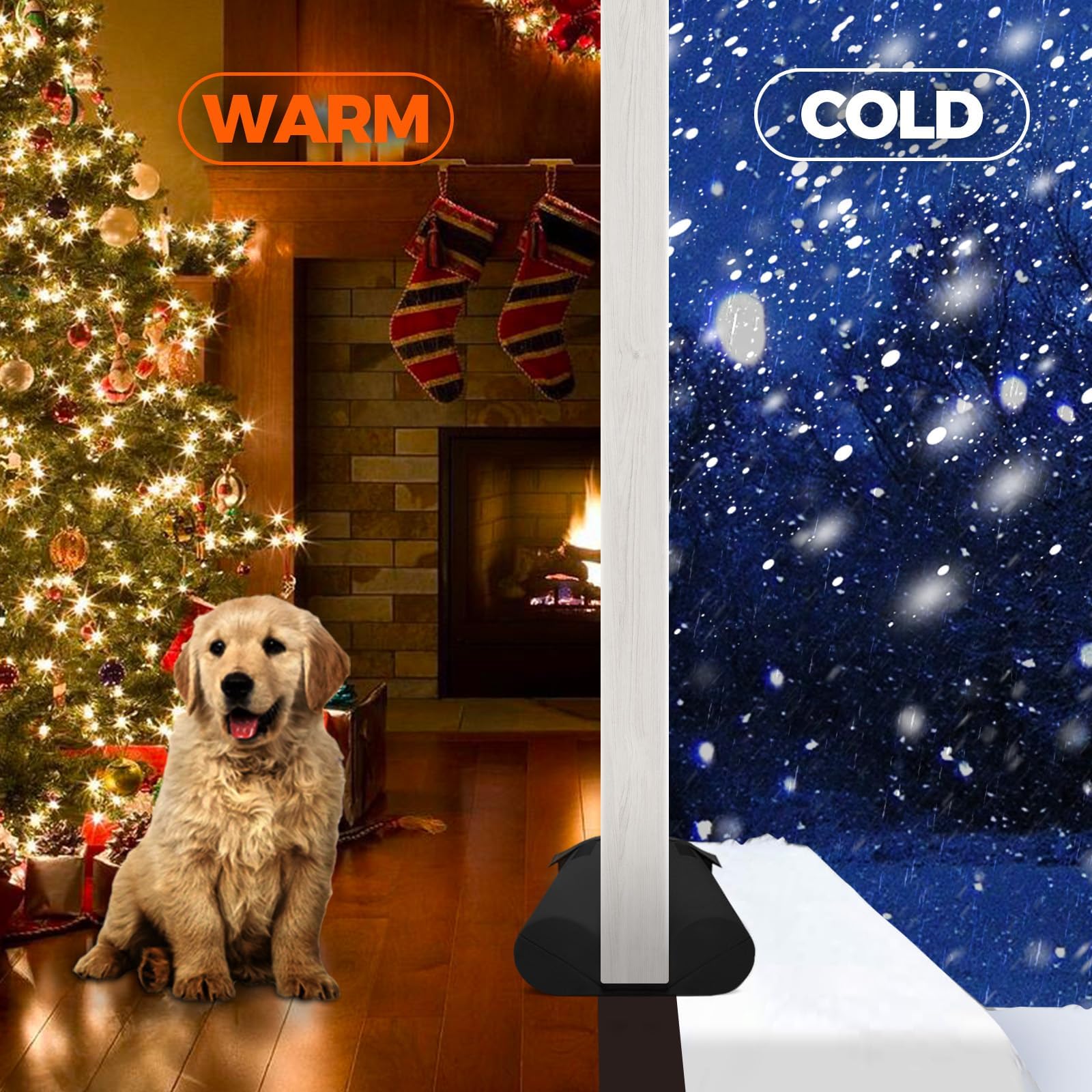 Holikme Door Draft Stopper Weather Stripping Window Breeze Blocker Adjustable Door Sweeps 38Inch, Black