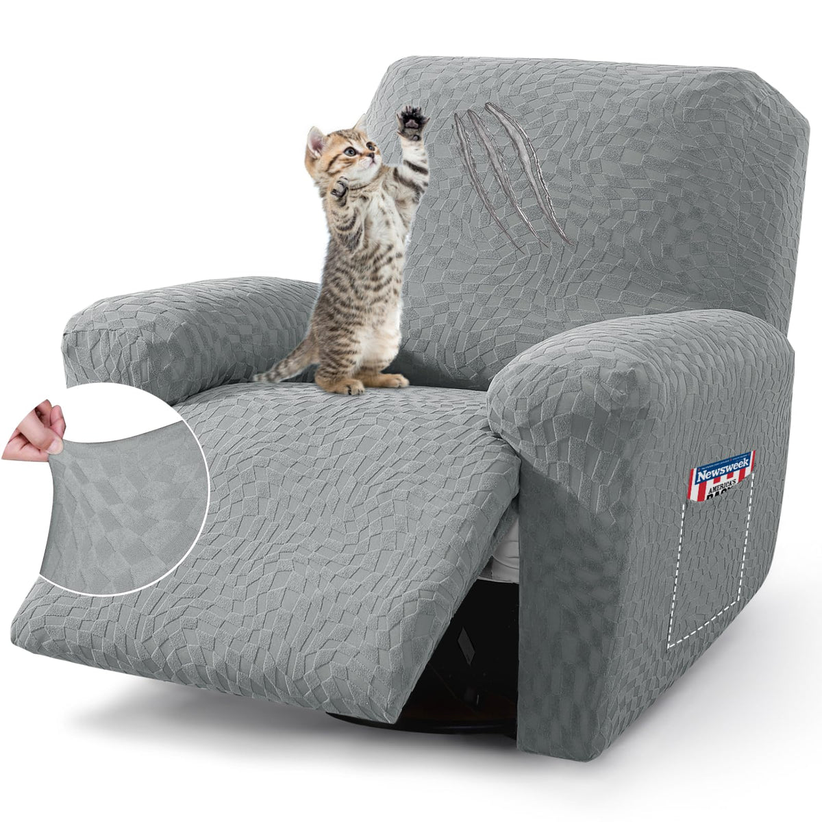 ZNSAYOTX ???????? Recliner Covers Newest 3-Piece, Fashion Recliner Chair Slipcovers with Pockets Both Side, Soft Durable Jacquar