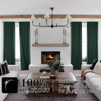 Dark Emerald Green Blackout Curtains 84 Inches Long For Living Room 2 Panels Set,Back Tab Pleated Summer Light Blocking Thermal