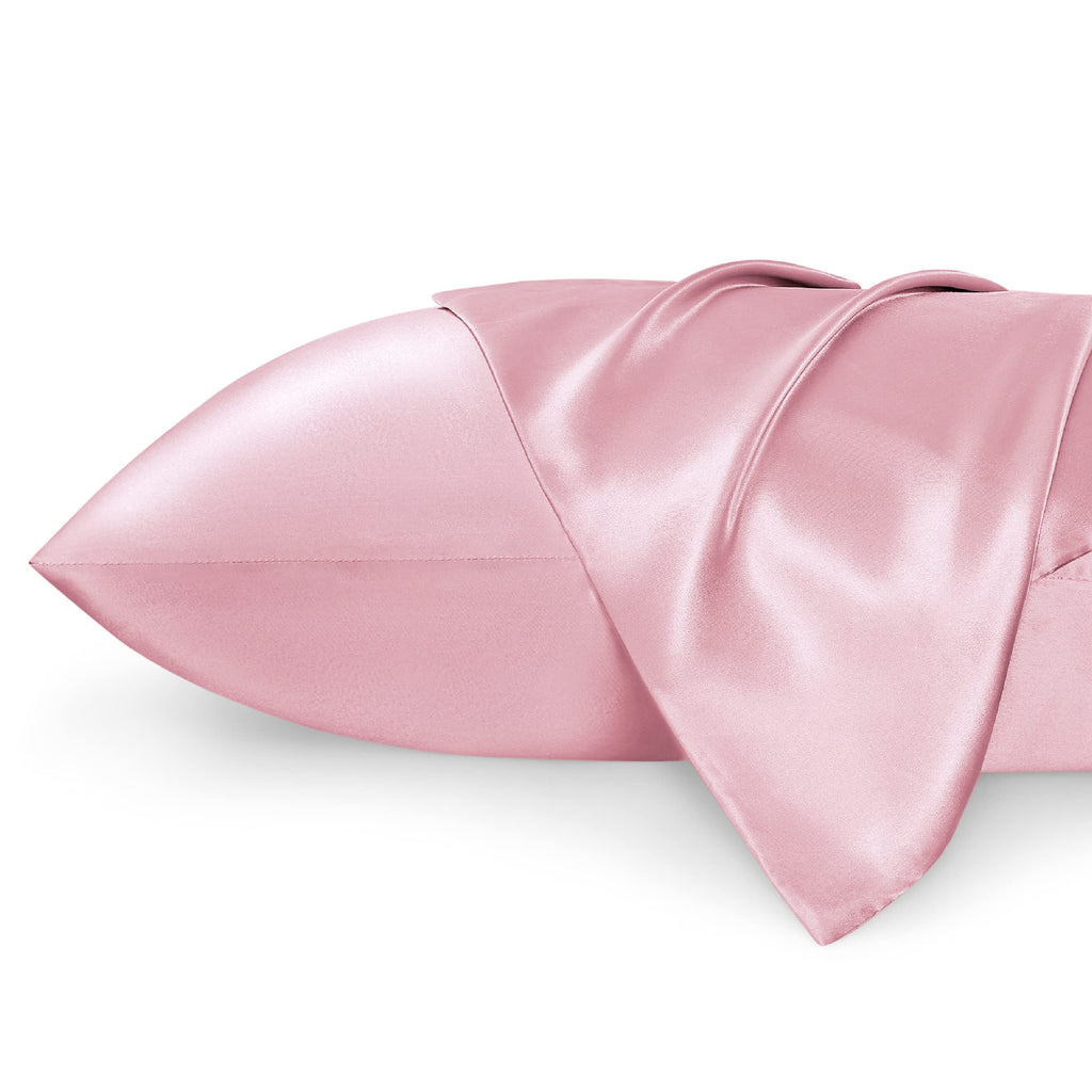 Bedsure King Size Satin Pillowcase Set Of 2 - Pink Silky Pillow Cases For Hair And Skin 20X36 Inches, Pillow Covers With Envelop