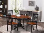 East West Furniture AVAT5-BLK-W 5 Piece Dining Room Table Set Includes an Oval Kitchen Table with Butterfly Leaf and 4 Dining Chairs, 42x60 Inch, Black & Cherry