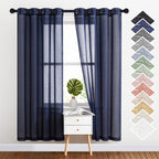 Nicetown Natural Open Linen Weave Flax Textured Sheer Window Curtains, Medium Long Privacy Semi-Transparent Sheer Panels For Far