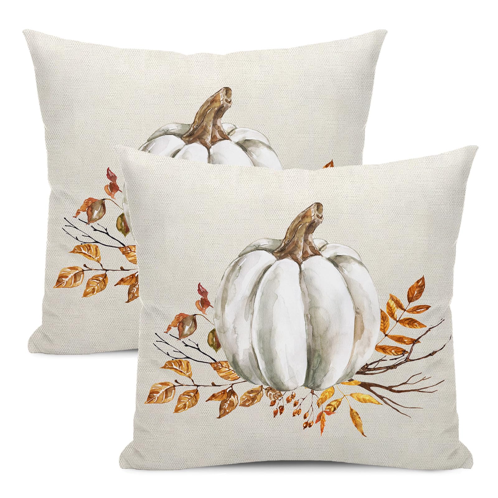 Yxuiyal Fall Pillow Covers 16x16 Set of 2 Fall Pumpkin Leaves Throw Pillow Covers Outdoor Decor Thanksgiving Decorations for Hom