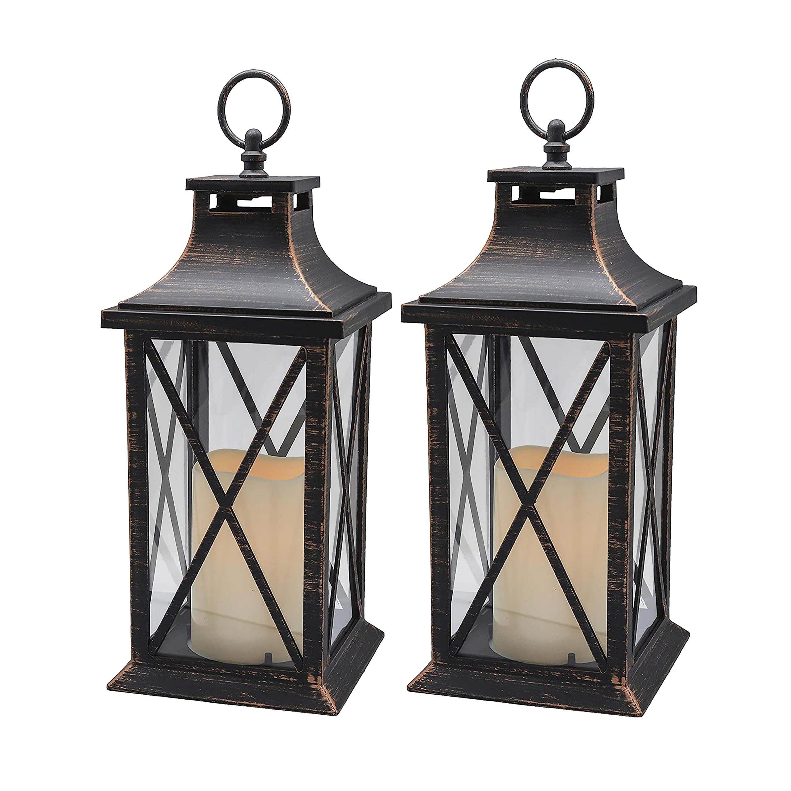 YAKii 14 Decorative Candle Lantern LED Flameless Candle Timer, Plastic LED Candle & Holder, Indoor & Outdoor Hanging Lights,Chri