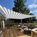 E&K Sunrise 9' X 19' Sun Shade Sail Rectangle Canopy Shade Cover Uv Block For Patio Backyard Garden Outdoor (Gray White Stripe)