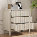 RoyalCraft Fluted 3 Drawer Dresser, Wood Dresser for Bedroom, Modern Wide Nightstand with Spacious Storage for Bedroom, Living R