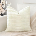 Otostar Corduroy Decorative Throw Pillow Covers 24X24 Inch Super Soft Boho Striped Square Pillow Covers Case Modern Cushion Covers For Sofa Couch Bedroom Car Decor Cream Beige