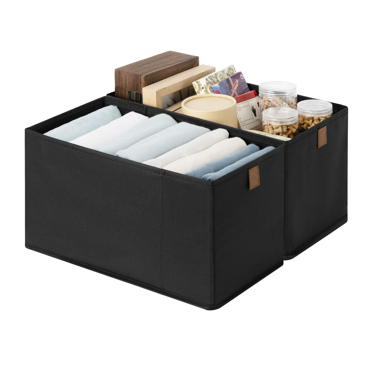 StorageWorks Narrow Storage Bins, 7Lx14Wx8H, 2Pack, Black