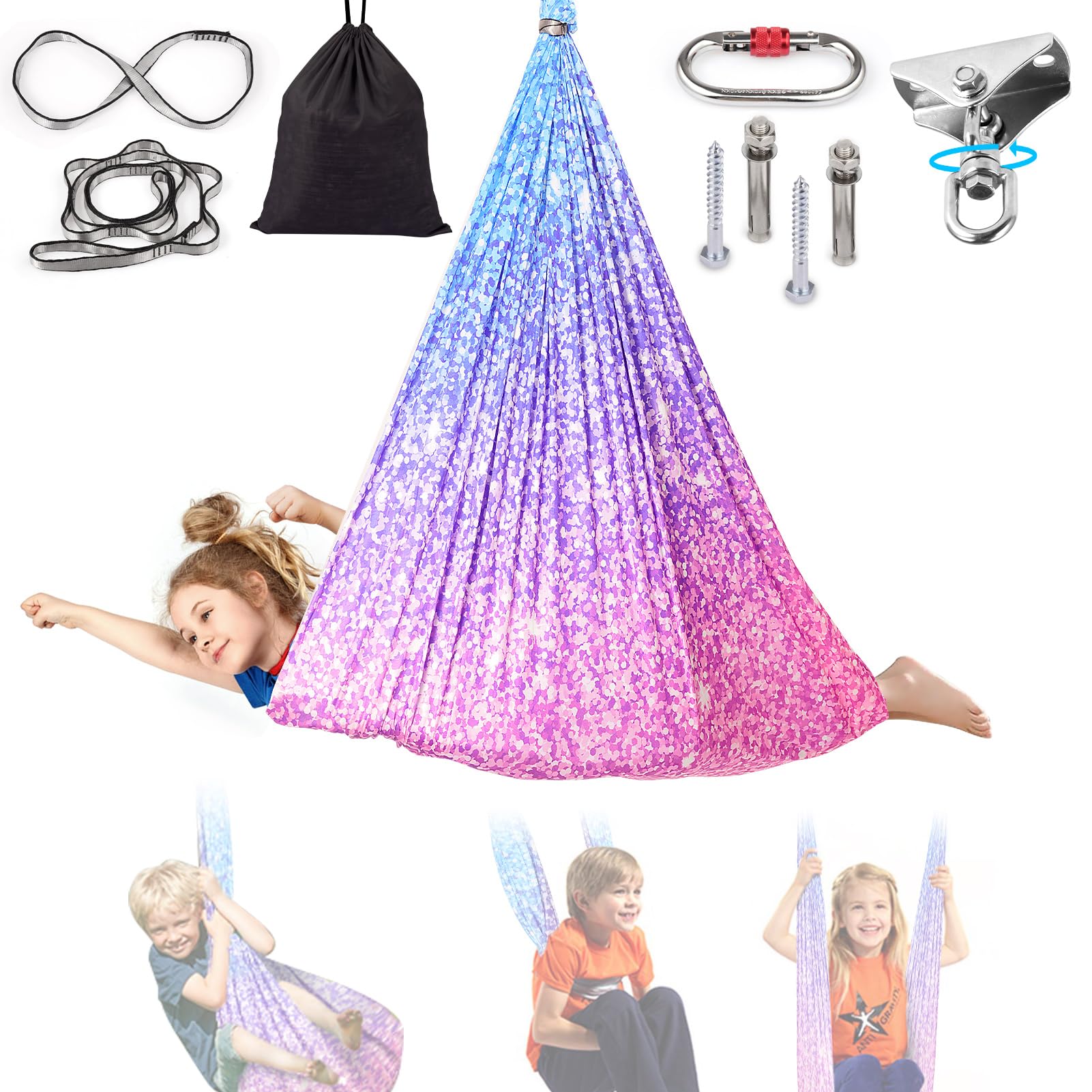 Levligle Sensory Swing For Kids Indoor - Outdoor Double-Layer Hammock Swing Special Needs Sensory Joy Therapy Cuddle Chair With