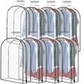 Windyun 8 Pcs 10 Clear Gusseted Garment Bags for Hanging Clothes 40 Transparent Dress Bags with Full Zipper Garment Covers for