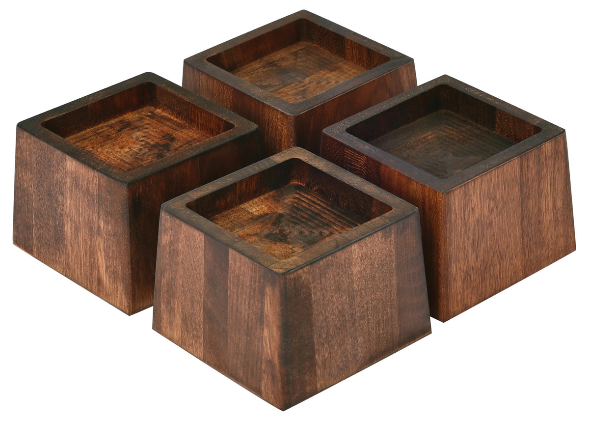 Tqvai Wood Bed Risers - Supports Up To 2200 Lbs - Heavy Duty Furniture Risers For Sofa Desk Couch Table, 4 Pack Bed Frame Legs S