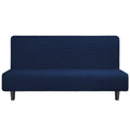 Easy-Going Stretch Futon Slipcover Armless Futon Bed Cover Furniture Protector Without Armrests With Elastic Bottom For Kids, Soft Jacquard Fabric Small Checks (Large, Navy)