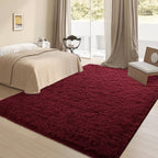 Falark Large Soft Area Rugs For Bedroom Living Room, 8X10 Ft Wine Red Fluffy Rug Carpets For Girls Kids Room, Shaggy Fuzzy Indoo