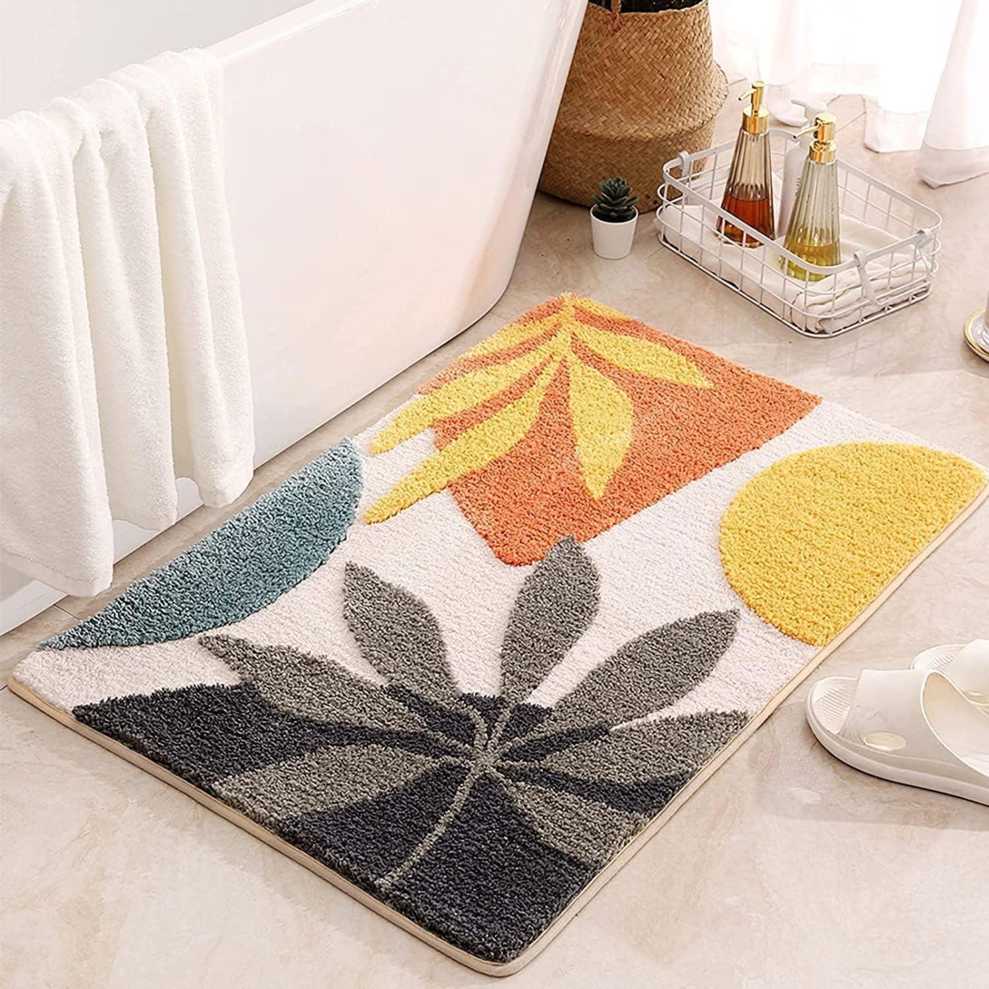HEERASAT Autumn Maple Leaf Tufted Bath Mat  Soft NonSlip Decorative Floor Carpet for Bathroom