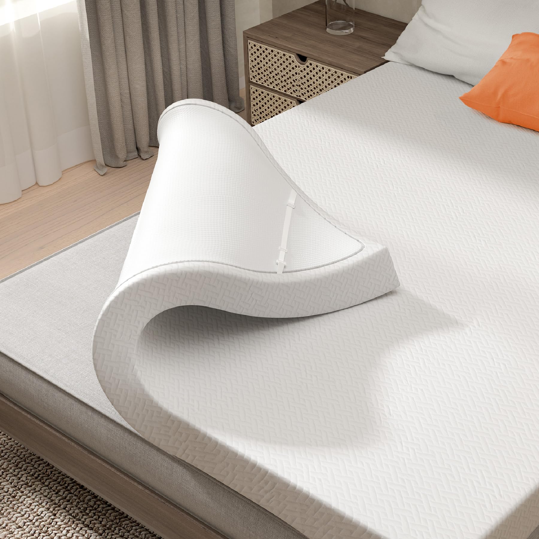 3 Inch Gel Memory Foam Mattress Topper Full Size, Gel-Infused Mattress Pad Cover For Back Pain,Bed Topper With Removable & Washa