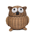 G6 COLLECTION Owl Rattan Storage Basket With Lid Decorative Home Decor Hand Woven Shelf Organizer Cute Handmade Handcrafted Gift
