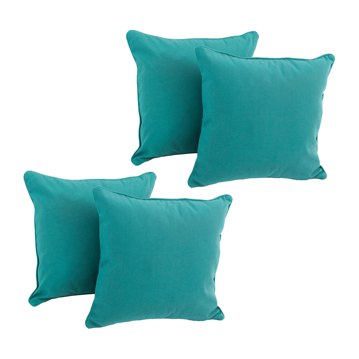 Blazing Needles Corded Twill Square Throw Pillow, 18&Quot;, Aqua Blue 4 Count