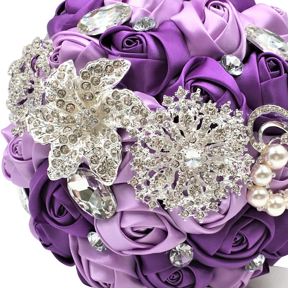 Abbie Home Advanced Customization Romantic Bride Wedding Holding Toss Bouquet Rose Brooch With Pearls And Rhinestone Decorative