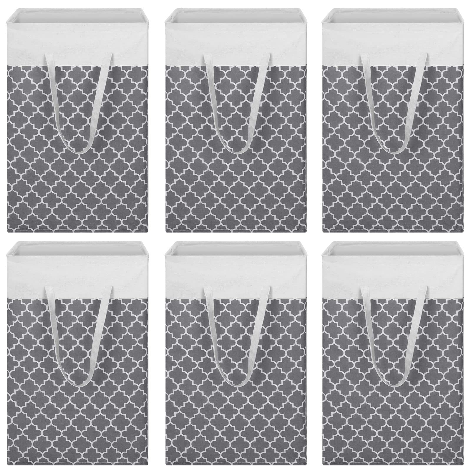 6 Pack Laundry Hamper 75L Collapsible Laundry Baskets with Long Handles Freestanding Dirty Clothes Hamper Waterproof Foldable La