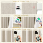 Jowels Natural Linen Blackout Curtains 96 Length 2 Panels Set For Living Room Bedroom, 100% Black Out Thermal Insulated Linen Dr
