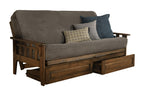 Kodiak Furniture Tucson Full Size Futon Set in Rustic Walnut Finish with Storage Drawers, Marmont Thunder