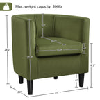Yaheetech Velvet Accent Chair, Modern And Comfortable Armchairs, Upholstered Barrel Sofa Chair For Living Room Bedroom Waiting Room, Olive Green, 2Pcs
